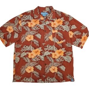 Bermuda Bay Hawaiian Short Sleeve Shirt L/G 100% Silk Tropical Cruise Resort